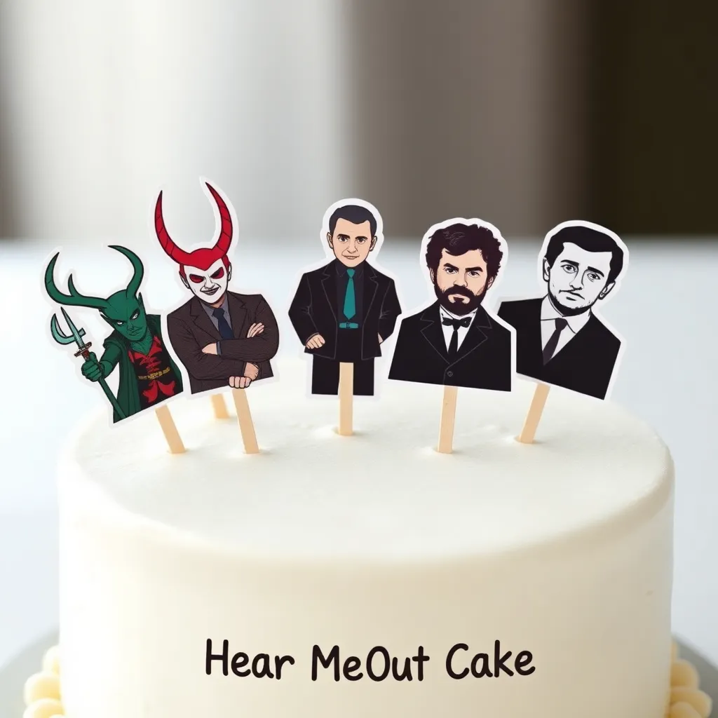 Hear Me Out Cake : Loki, Tony Star, Edgar Allan Poe, Nikola Tesla